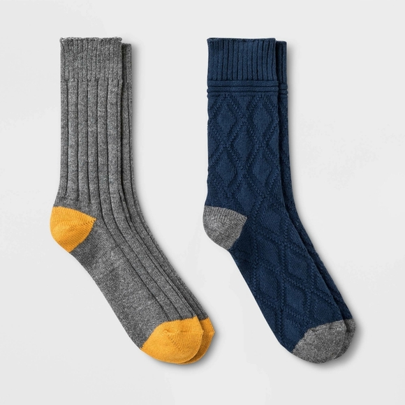 Goodfellow & Co Men's Boot Crew Socks - 2 Pair, Navy/Gray, L (6-12) - Picture 1 of 3